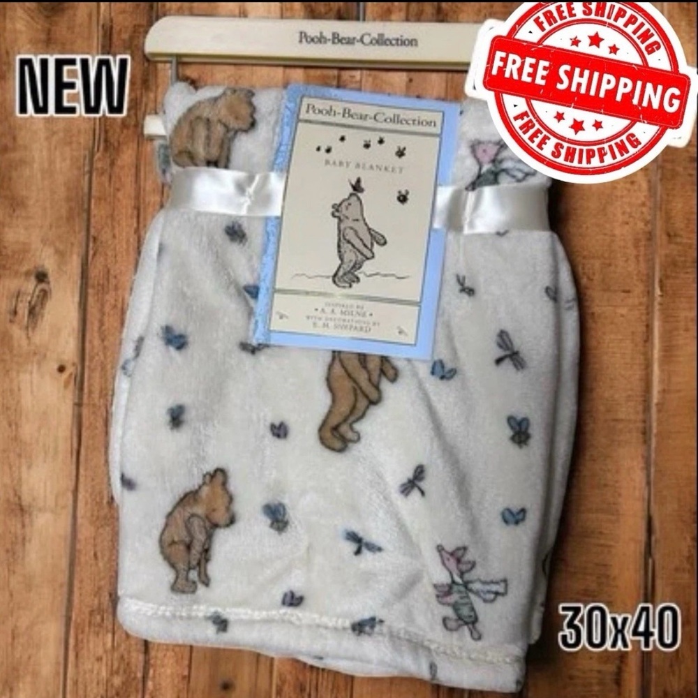 Winnie the Pooh Bear Collection Piglet Friends Disney Plush Baby Blanket 30”x40”